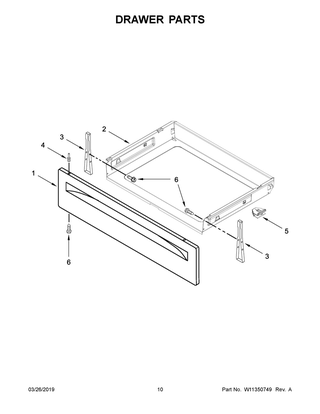 Drawer Parts Diagram and Parts List for YWFE521S0HW1  Whirlpool Range