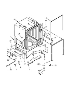 Tub And Frame Parts Diagram and Parts List for KUDE70FXPA6  KitchenAid Dishwasher