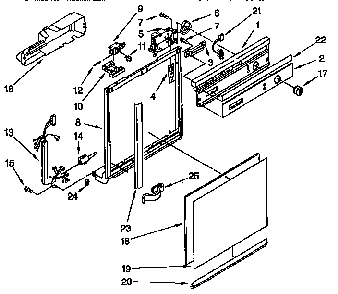 Frame And Console Parts Diagram and Parts List for DU8700X4  Whirlpool Dishwasher