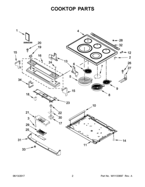 02 - COOKTOP PARTS Diagram and Parts List for WEE745H0FE1  Whirlpool Range