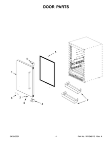 Door Parts Diagram and Parts List for KURL114KSB00  Whirlpool Wine and Beverage Cooler