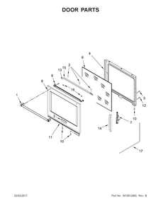 Door Parts Diagram and Parts List for KSDG950ESS1  KitchenAid Range