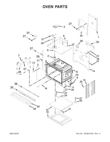 Oven Parts Diagram and Parts List for KODT100ESS01  KitchenAid Wall Oven