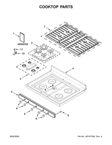 Cooktop Parts Diagram and Parts List for WFG525S0JW1  Whirlpool Range