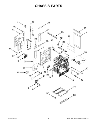 Chassis Parts Diagram and Parts List for WGE745C0FS01  Whirlpool Range