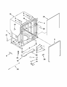 Tub And Frame Parts Diagram and Parts List for 66515693K210  Kenmore Dishwasher