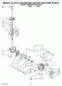 BRAKE, CLUTCH, GEARCASE, MOTOR AND PUMP PARTS Diagram and Parts List for GCAM2792TQ2  Whirlpool Washer