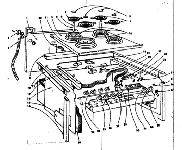 Top Section And Outer Body Parts Diagram and Parts List for 1554546701  Kenmore Range