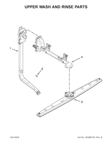 Upper Wash And Rinse Parts Diagram and Parts List for WDF520PADM7  Whirlpool Dishwasher