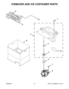 Icemaker And Ice Container Parts Diagram and Parts List for KRMF706ESS02  KitchenAid Refrigerator
