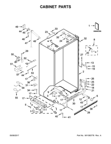 Cabinet Parts Diagram and Parts List for KBSN608EPA01  KitchenAid Refrigerator