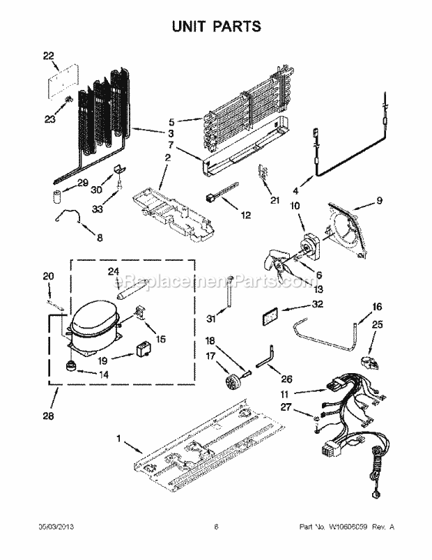 Unit Parts Diagram and Parts List for WRT311FZBM00  Whirlpool Refrigerator