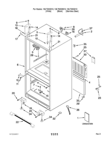 Cabinet Parts Diagram and Parts List for 10672003010  Kenmore Refrigerator