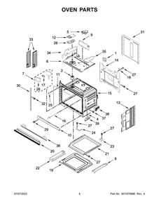 Oven Parts Diagram and Parts List for WOEC7030PZ00  Whirlpool Microwave Oven Combo