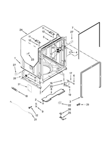 Tub And Frame Parts Diagram and Parts List for KUDE20FBWH1  KitchenAid Dishwasher