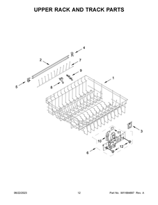 Upper Rack And Track Parts Diagram and Parts List for WDT970SAKZ2  Whirlpool Dishwasher