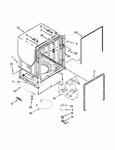 Tub And Frame Parts Diagram and Parts List for 66513403N412  Kenmore Dishwasher