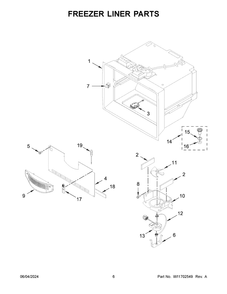 Freezer Liner Parts Diagram and Parts List for KRFF577KPS03  KitchenAid Refrigerator