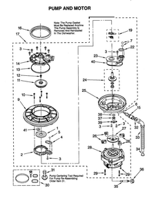 Pump And Motor Diagram and Parts List for KUDS25SEWH0  KitchenAid Dishwasher