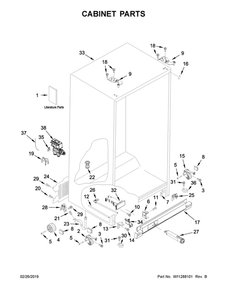 Cabinet Parts Diagram and Parts List for 10650043711  Kenmore Refrigerator