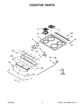 Cooktop Parts Diagram and Parts List for WEC310SAGS2  Whirlpool Range