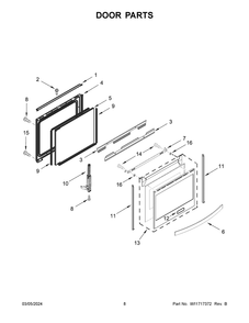 Door Parts Diagram and Parts List for WEG750H0HV6  Whirlpool Range