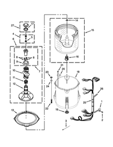 Basket And Tub Parts Diagram and Parts List for 11020102312  Kenmore Washer