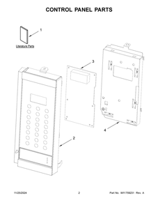 02 - Control Panel Parts Diagram and Parts List for UMV1170LW04  Whirlpool Microwave