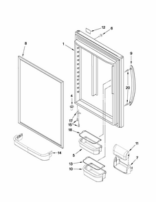 Refrigerator Door Parts Diagram and Parts List for 59669989012  Kenmore Refrigerator