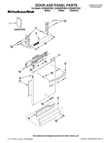 Door And Panel Parts Diagram and Parts List for KUDE48FXBL2  KitchenAid Dishwasher