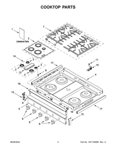 02 - Cooktop Parts Diagram and Parts List for MFGS4030RW0  Whirlpool Range