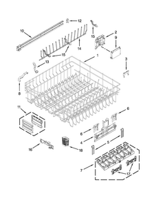 Upper Rack And Track Parts Diagram and Parts List for KUDS30FXWHA  KitchenAid Dishwasher