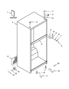 Cabinet Parts Diagram and Parts List for 5WT519SFEW00  Whirlpool Refrigerator