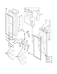 Refrigerator Door Parts Diagram and Parts List for WRF736SDAB13  Whirlpool Refrigerator