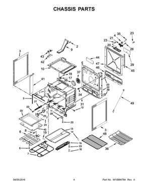 03 - CHASSIS PARTS Diagram and Parts List for YWEE745H0FH0  Whirlpool Range