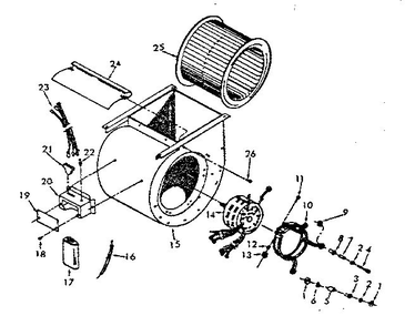 Blower Assembly 2 Diagram and Parts List for FXB43-80DR-1  Whirlpool Furnace