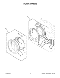 DOOR PARTS Diagram and Parts List for WGD88HEAC0  Whirlpool Dryer