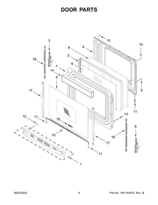 05 - Door Parts Diagram and Parts List for WFES5030RB0  Whirlpool Range