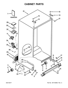 Cabinet Parts Diagram and Parts List for WRS586FIEM03  Whirlpool Refrigerator