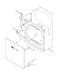 Door Parts Diagram and Parts List for 7MWGD8500EC1  Whirlpool Dryer