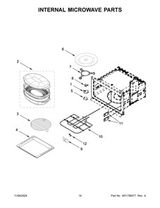 08 - Internal Microwave Parts Diagram and Parts List for KOEC530PBS01  Whirlpool Microwave Oven Combo