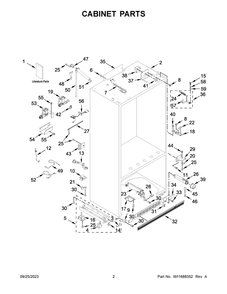 Cabinet Parts Diagram and Parts List for KBFN506ESS05  KitchenAid Refrigerator