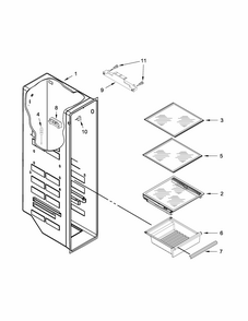 Freezer Liner Parts Diagram and Parts List for ISC21CNEDS00  Whirlpool Refrigerator