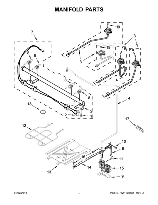 Manifold Parts Diagram and Parts List for WEG515S0FV0  Whirlpool Range