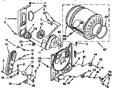 Bulkhead Diagram and Parts List for EMLGR7646AN1  Whirlpool Dryer