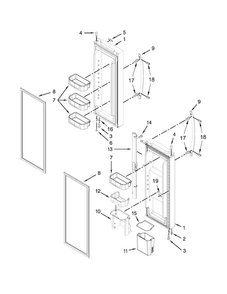 Refrigerator Door Parts Diagram and Parts List for KFFS20EYWH01  KitchenAid Refrigerator