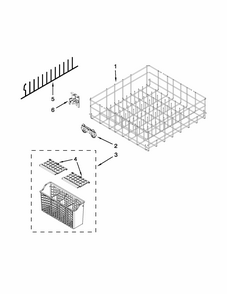 Lower Rack Parts Diagram and Parts List for IUD8100YS3  Whirlpool Dishwasher