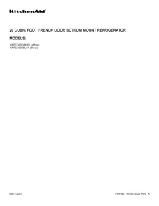 Cover Sheet Diagram and Parts List for KRFC300EWH01  KitchenAid Refrigerator
