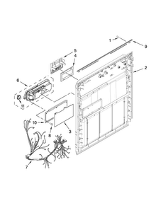 Inner Door Parts Diagram and Parts List for WDP350PAAB3  Whirlpool Dishwasher