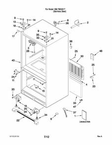 Cabinet Parts Diagram and Parts List for 59679533017  Kenmore Refrigerator